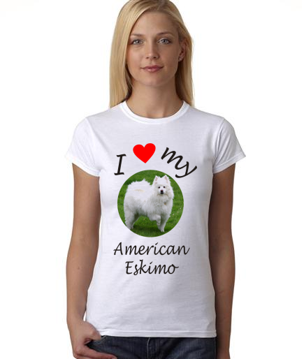 Dogs - I Heart My American Eskimo on Womans Shirt